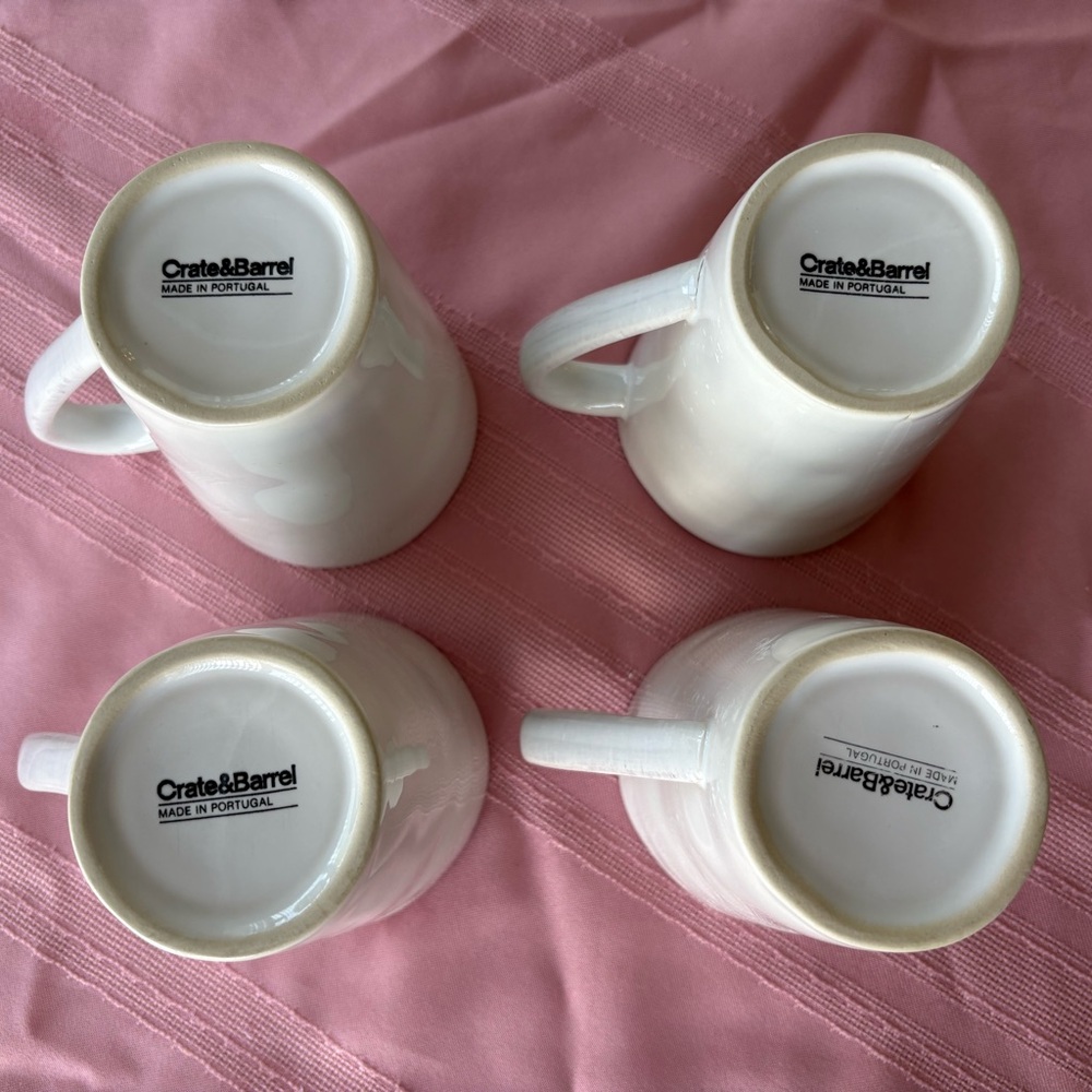 Crate&Barrel White Mugs Set for Dining